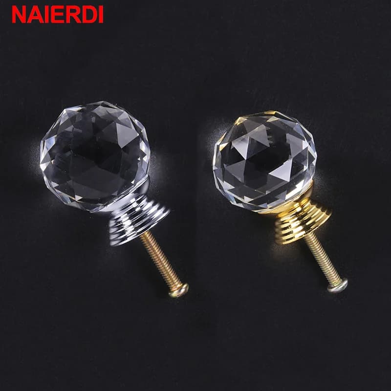 NAIERDI 20-30mm Maniglia Di Cristallo Trasparente di Cristallo di Vetro Manopola Del Cassetto Armadio Ante Pull Armadio Da Cucina Armadio Maniglie Ferramenta per mobili