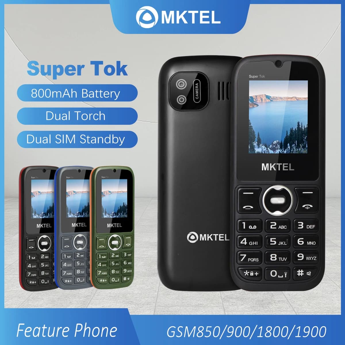 Telefono Cellulare MKTEL SUPER TOK, Dual SIM Dual Standby, GSM Quad-band, Display da 1,77 Pollici, Batteria da 800mAh