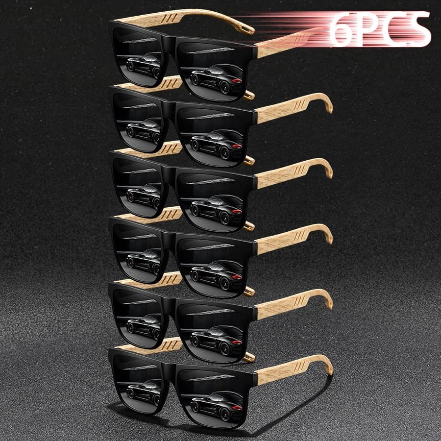 6PCS Fashion Classic Square Sunglasses Men Women Driving Fishing Retro Running leisure Trendy Lightweight protective glasses