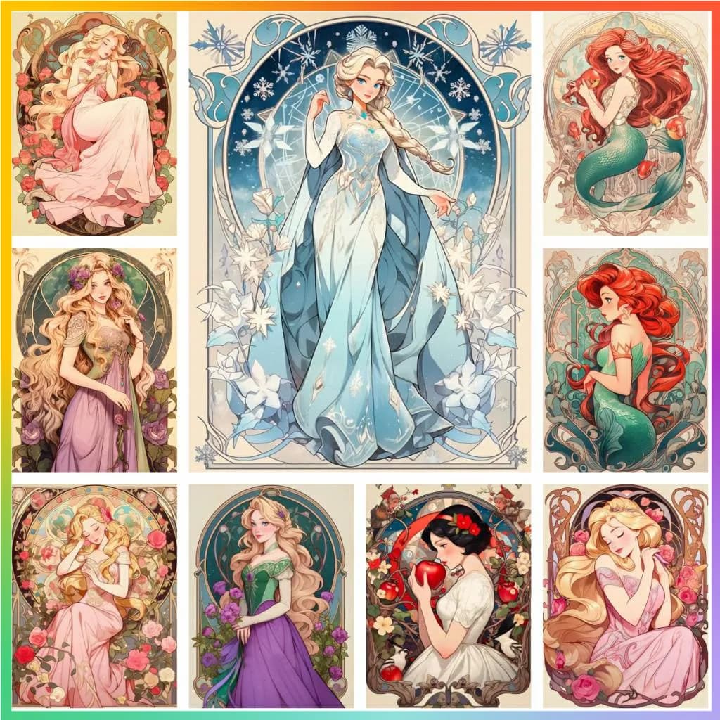 Disney Princess Elsa Mermaid Element Full Creation Pictures vendita Kit da ricamo Art Stitch 5d Mosaic Diamond Painting Adult