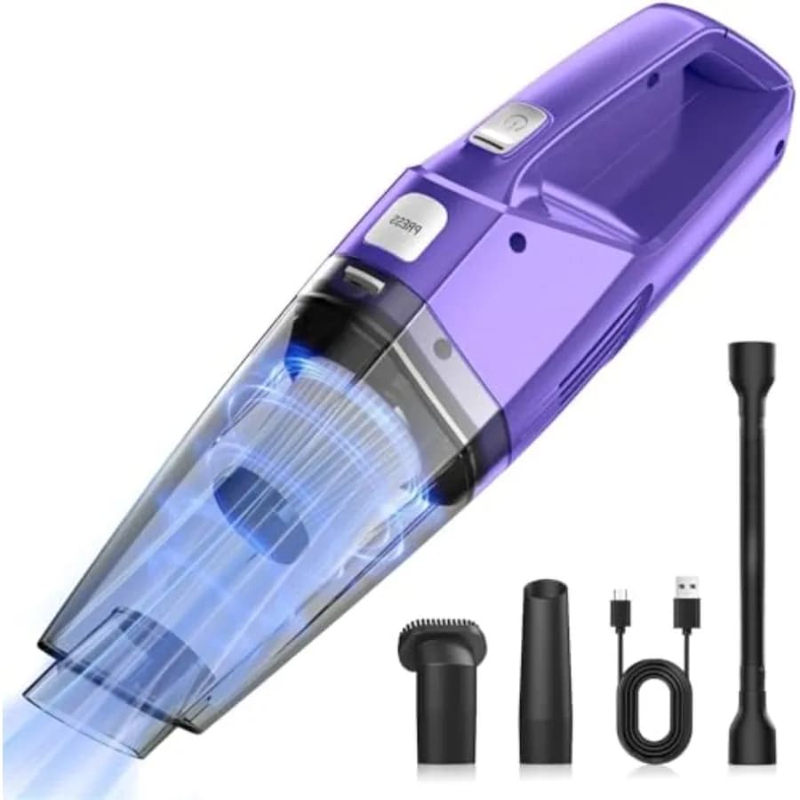 Aspirapolvere Portatile Senza Fili per Auto con 8KPA, Accessori Multipli e Bassa Rumorosità, Leggero e Maneggevole
