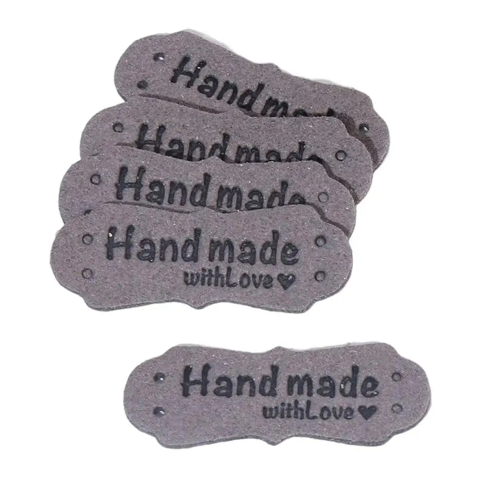 20 Etichette Artigianali in Pelle PU 4x1.5cm, Etichette Goffrate per Abbigliamento, Accessori per Cucito Fai-da-Te, Jeans, Borse, Cappelli