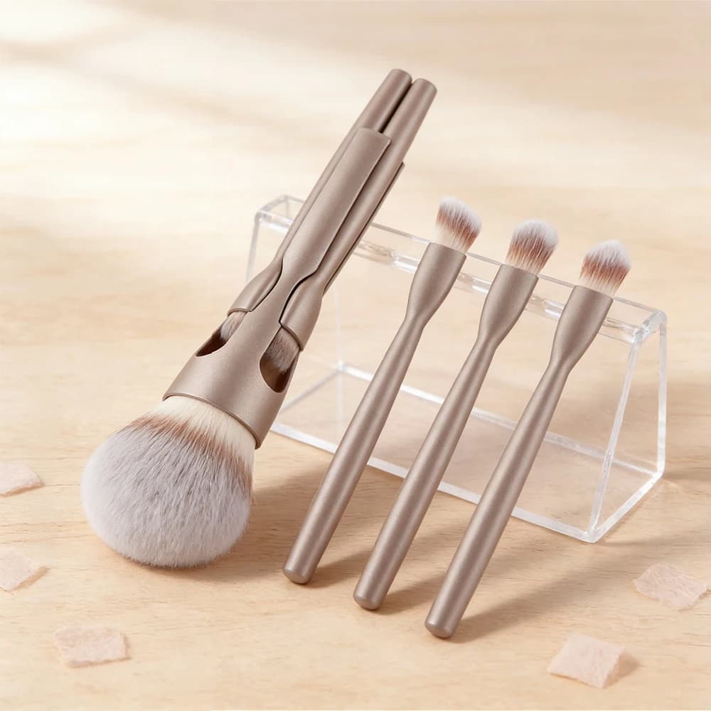Set di pennelli per trucco 4 in 1, pennello per trucco multifunzionale portatile, pennello per trucco professionale adatto per il trucco quotidiano e
