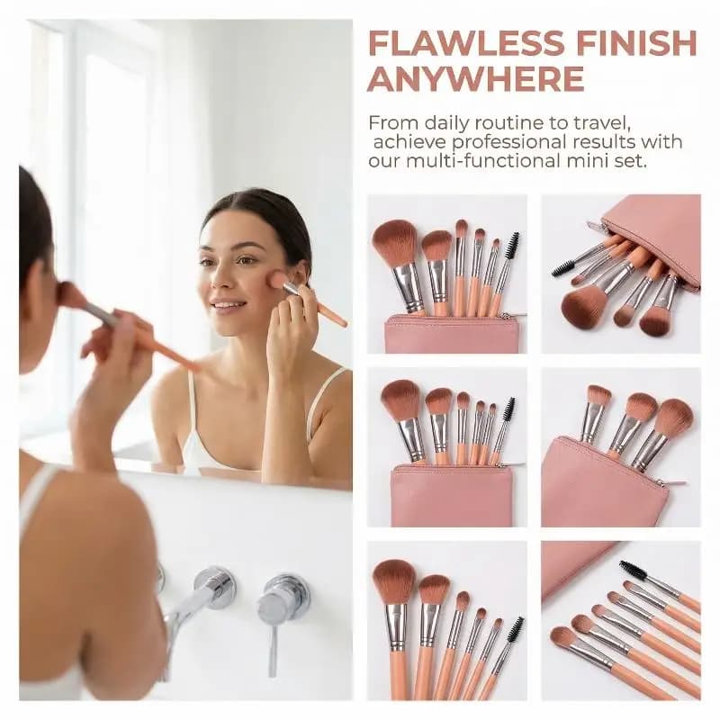 Set of 8 Makeup Brushes, Umbrella, Illuminant and Fondotinta Brushes, Beauty Tools