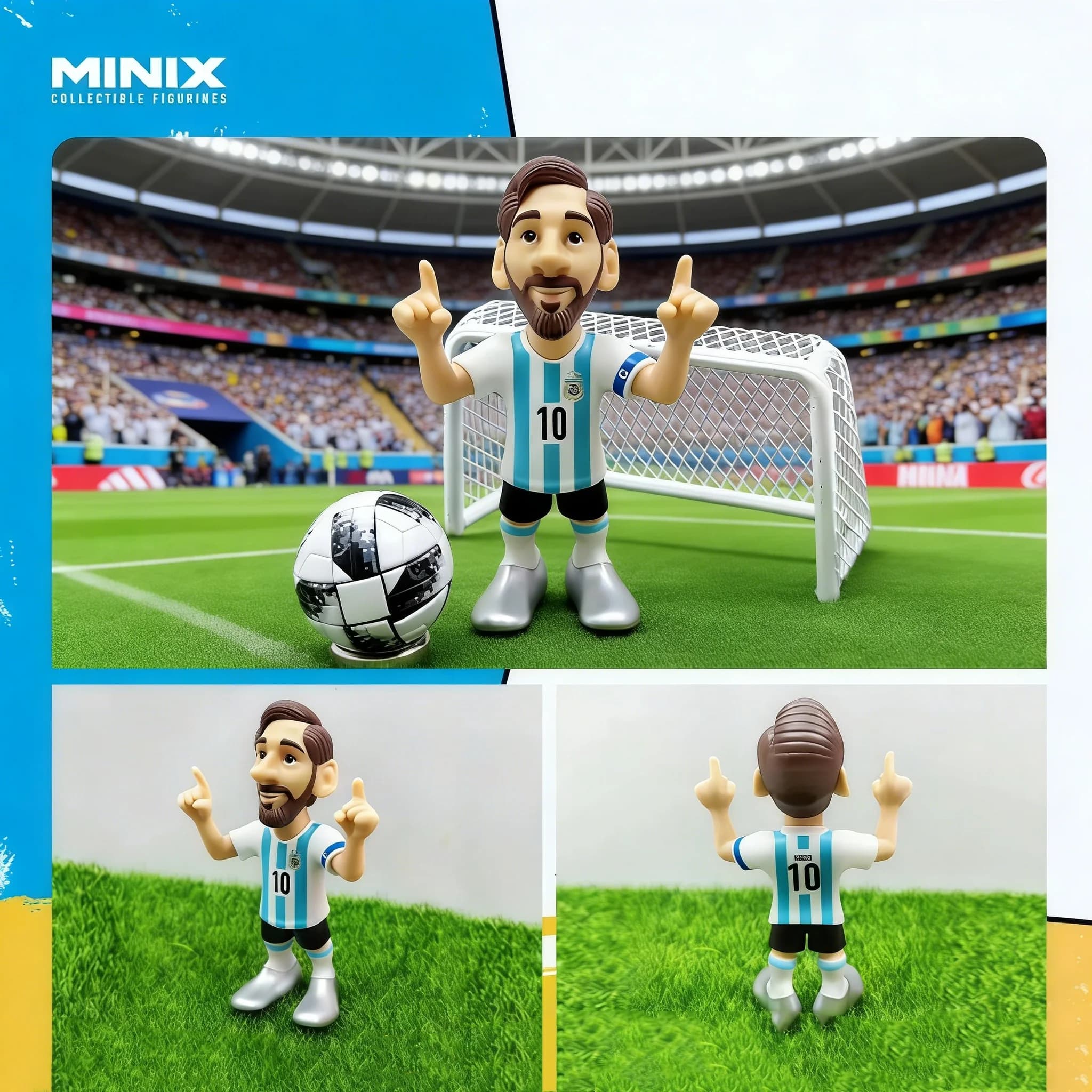 Figurina Minix Star - Messi (Argentina) - Statuetta da collezione - Regalo di Capodanno, un fantastico regalo per amici e familiari per Natale, Capodanno e compleanni, Decorazione a tema pop culture, Regalo di compleanno, Oggetto da collezione a tema fumetti, Prodotto con licenza ufficiale, Oggetto da collezione di alta qualità, Oggetto da collezione a tema fumetti, Regalo per geek, Oggetto da collezione
