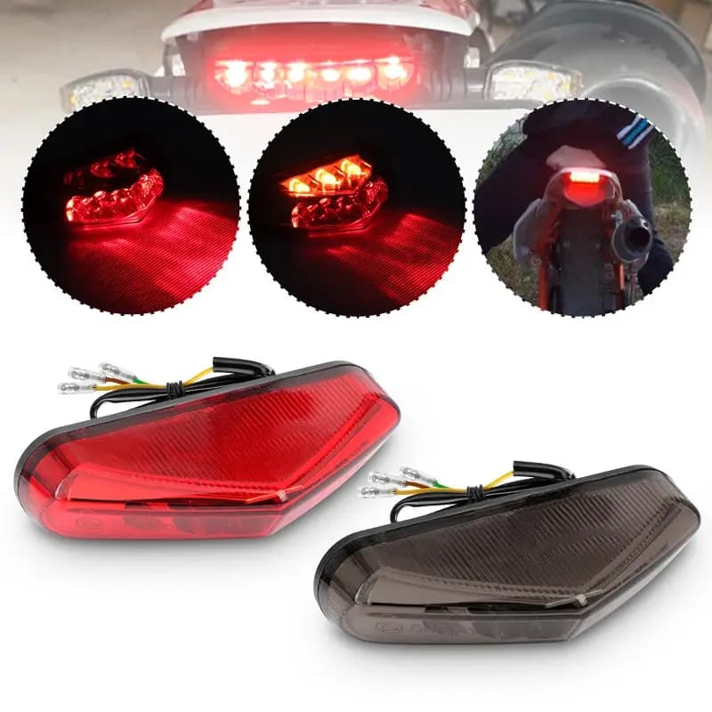 Rear Light Mini LED for Moto 12V, Brake Light for Pit Bike, Dirt Bike, ATV, Chopper, Scooter, Cruiser