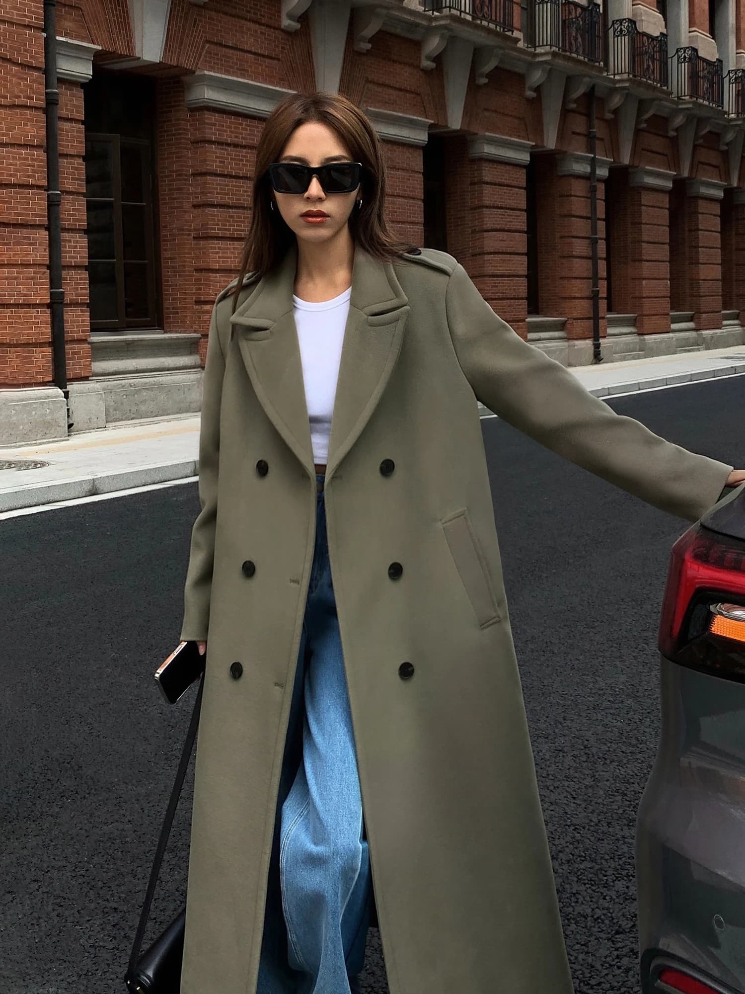 NEVA HU Giacca in Lana Spessa da Donna, Stile Casual, Manica Lunga, Doppiopetto, Colletto Classico, Cappotto per l'Autunno