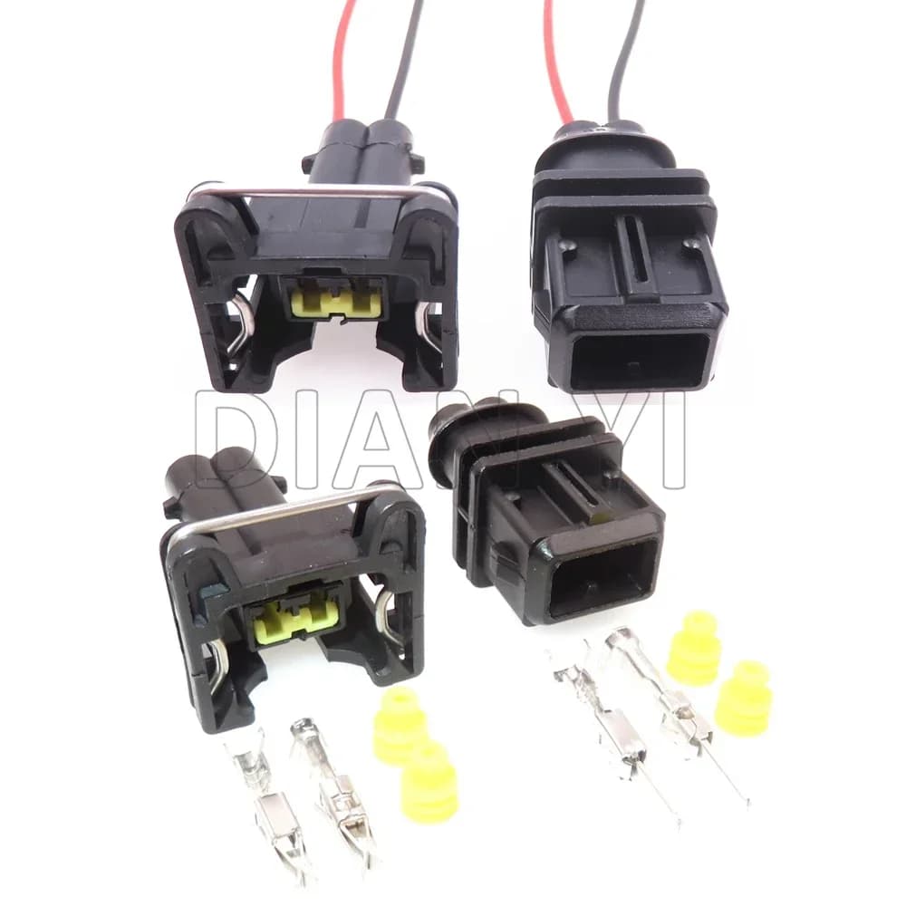 1 Set 2 Way Auto Nozzle Ignition Coil Sealed Plugs AC Assembly Car Water Temperature Sensor Wire Socket 106462-1 368354-1
