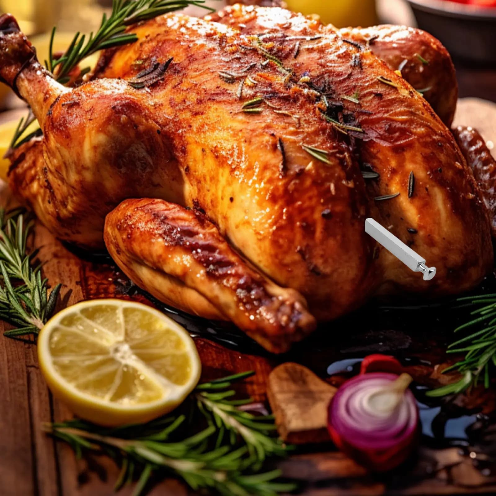 28Cm Stainless Steel Chicken Rotisserie Fork Rod for Air Fryer Oven Grill Bbq Rotating Roast Rack Turkey Fish Grilling Fork Pole