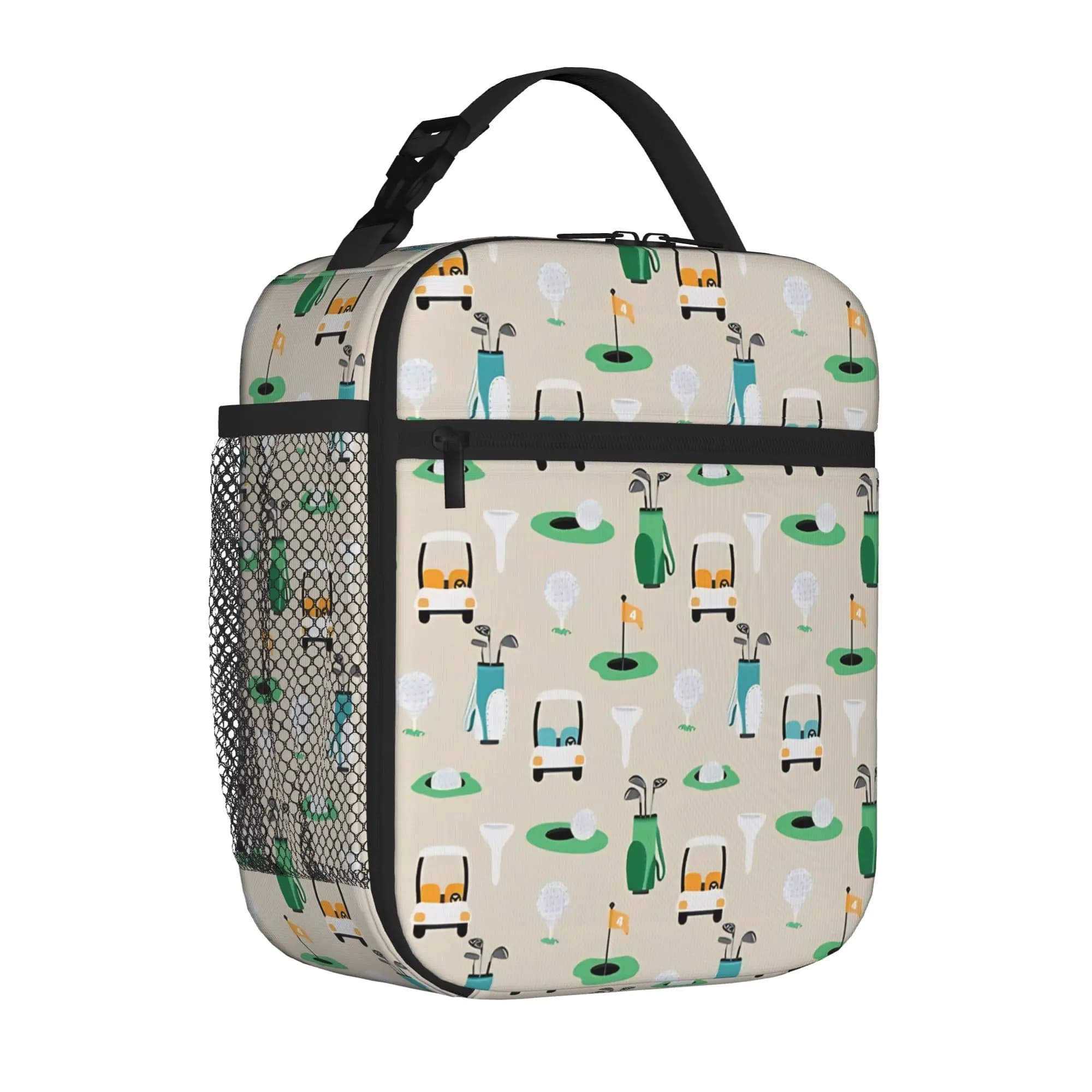 Borsa termica per il pranzo, modello Golf-Balls Funny Golfer Y2K, contenitore termico per il pranzo con manico per picnic
