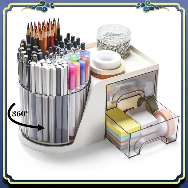 Scatola portaoggetti portatile per portapenne per penna da tavolo, per scrivania, organizer per trucchi, accessori da scrivania per forniture per ufficio
