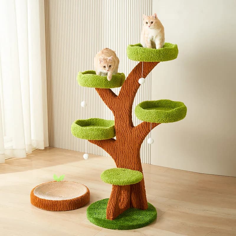 Tiragraffi moderno e di lusso per gatti, torre in legno personalizzata con struttura da arrampicata sugli alberi in sisal e casa sull'albero di lusso