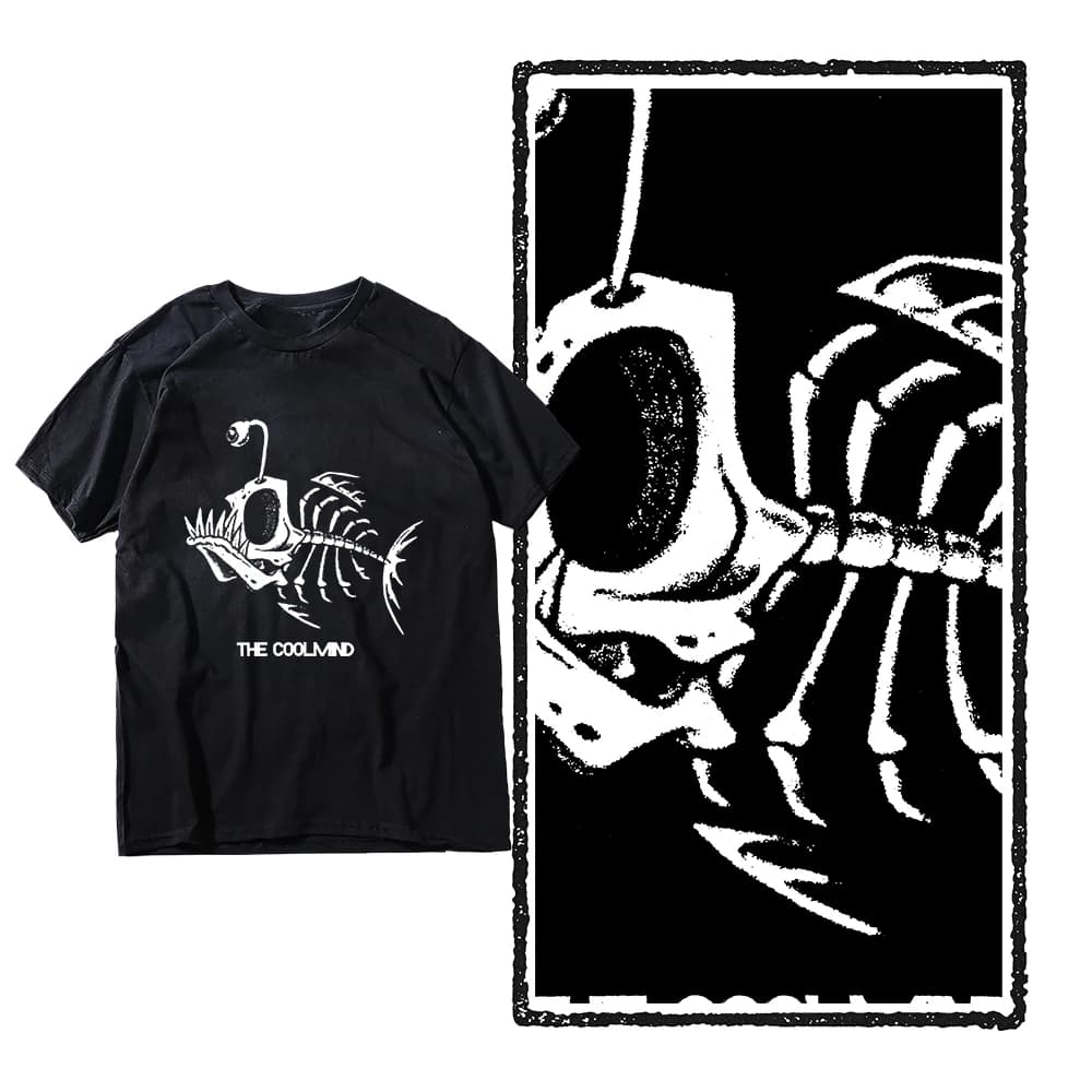 Bonefish Teschio Mare Profondo Pesce Scheletro Divertente Pescatore da uomo T-shirt in cotone O-Collo Manica corta da uomo T Shirt Oversize Streetwear