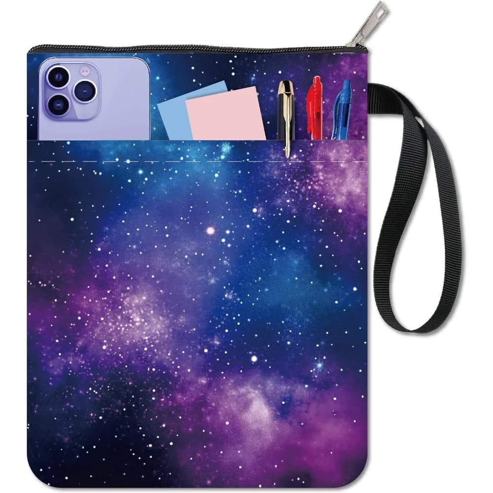 Custodia protettiva per libri Stars in Space con cerniera Custodia in tela impermeabile Copertine bifacciale per notebook con copertina rigida per gli amanti dei libri