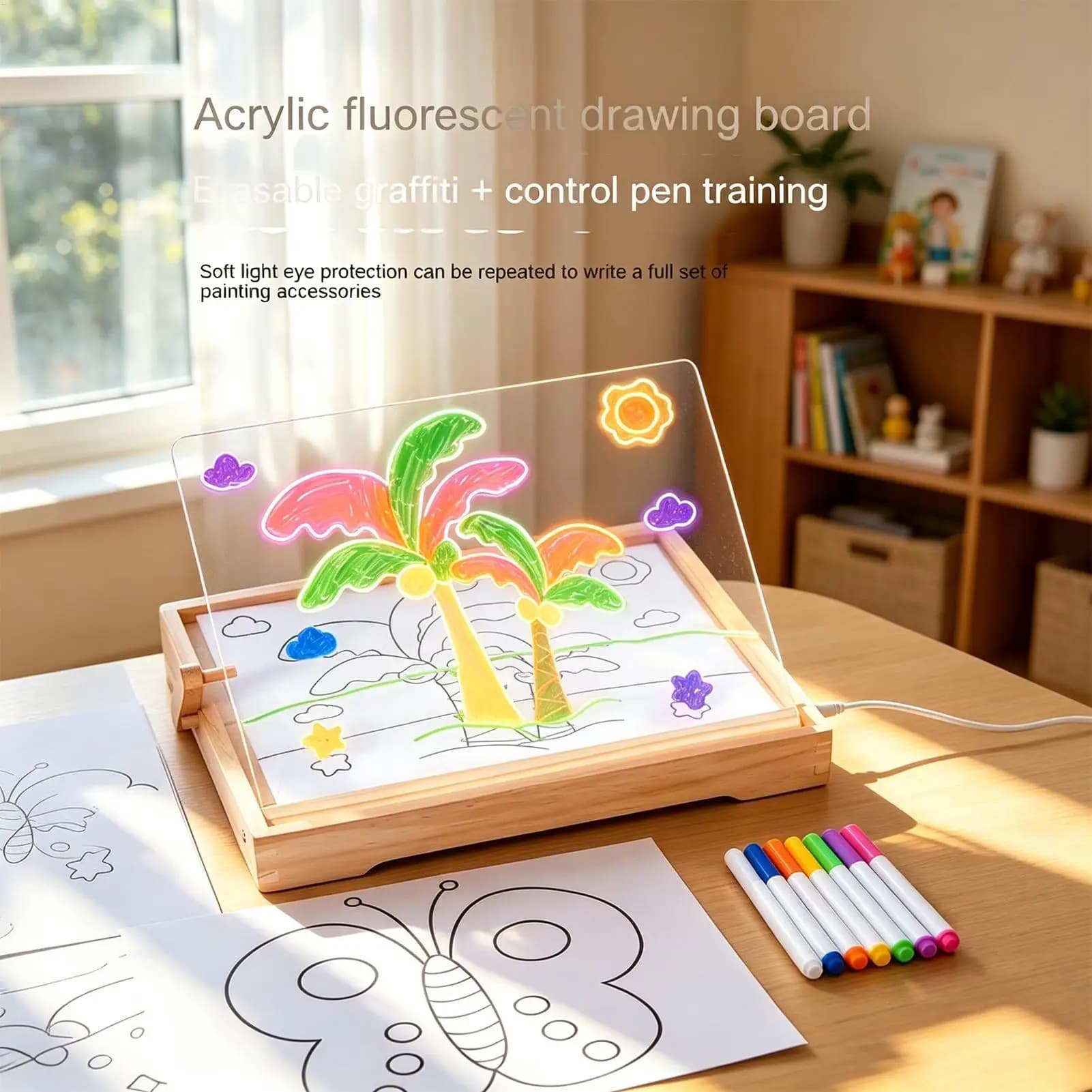 LED Drawing Board For Kids Rechargeable Doodle Tablet With Markers LED Board For Kids Girls Boys School Classroom Daycare