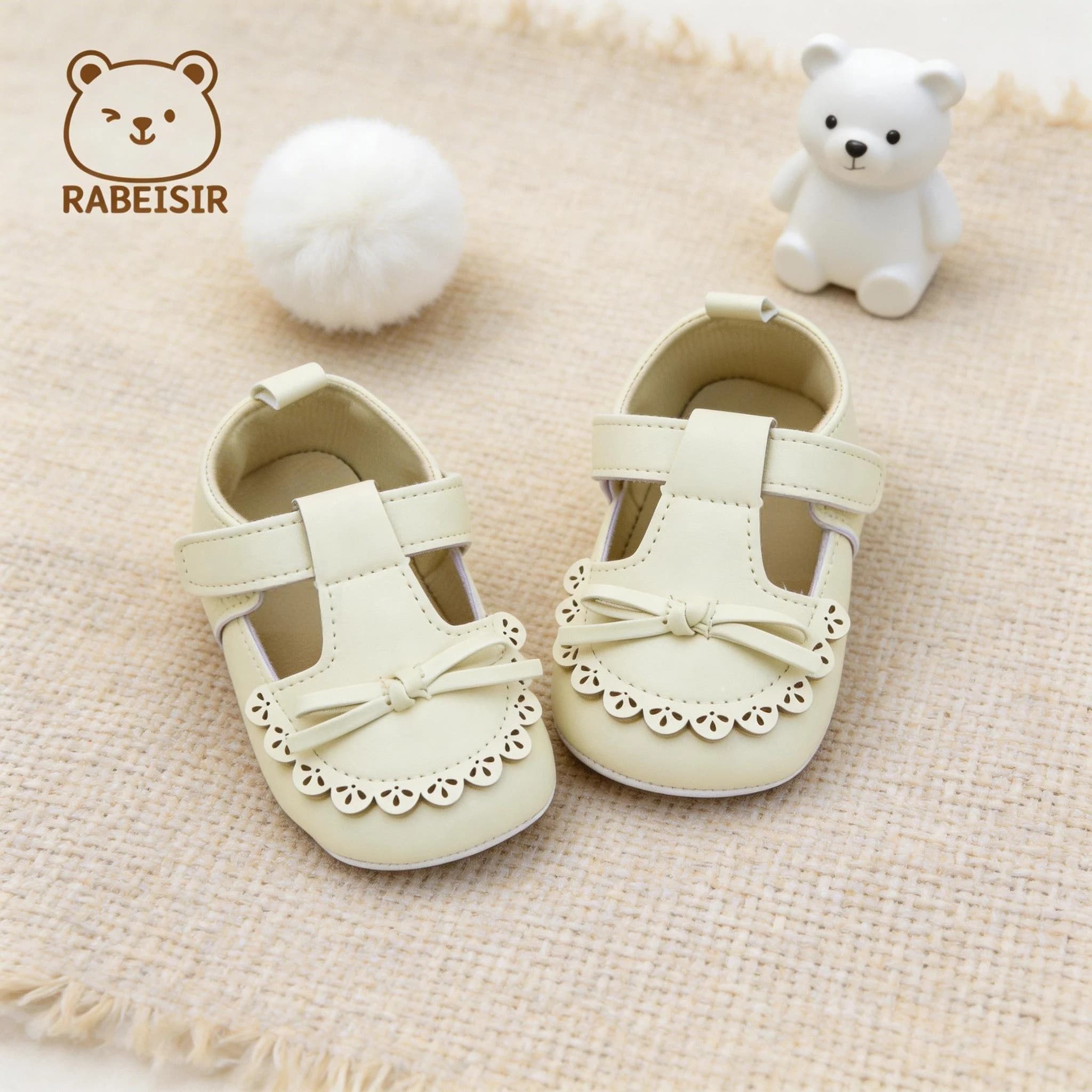 Solid Color T-Strap Velcro Bow Princess Toddler Shoes for Girls