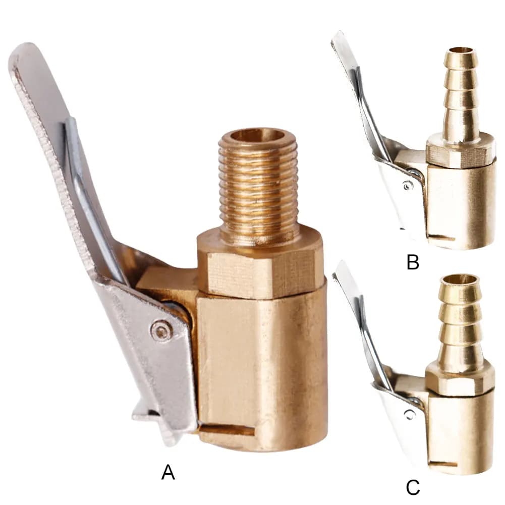 Connettore valvola pompa di gonfiaggio Adattatore clip-on in ottone Adattatore connettore morsetto mandrino pompa aria camion auto 6/8mm per pompa gonfiabile