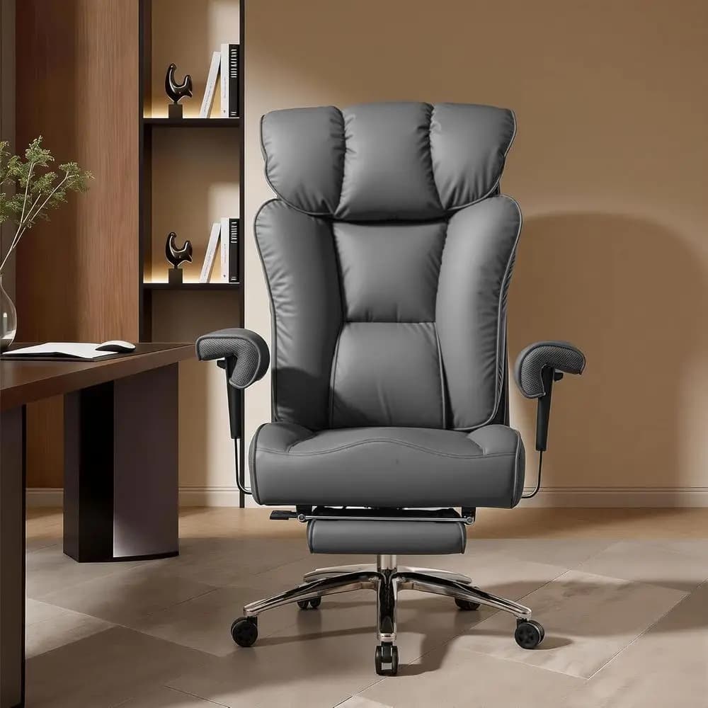 Sedia Girevole Ergonomica in Pelle PU con Poggiatesta e Supporto Lombare Regolabili per Ufficio Domestico o Gaming