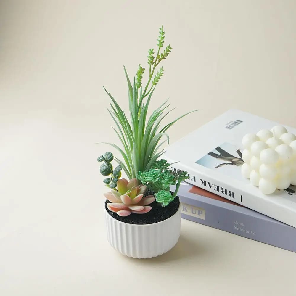 Artificial potted grass plants, realistic fake fat plants Bonsai Decorative for home decoration