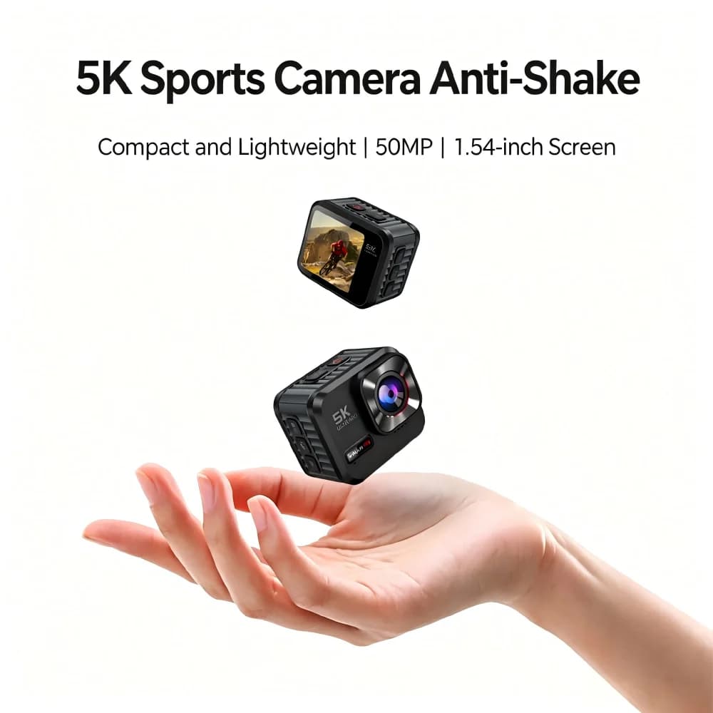 5K action camera affordable for vlogging, sports tracking camera, shock resistant, touch screen, action cam waterproof wide-angle