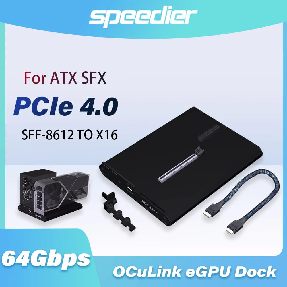 OCuLink eGPU Dock PCIe 4.0 X4 SFF-8612 A X16 per RTX4090 RX7900xtx GPU Scheda grafica Docking Station ATX SFX Alimentazione 64 Gbps