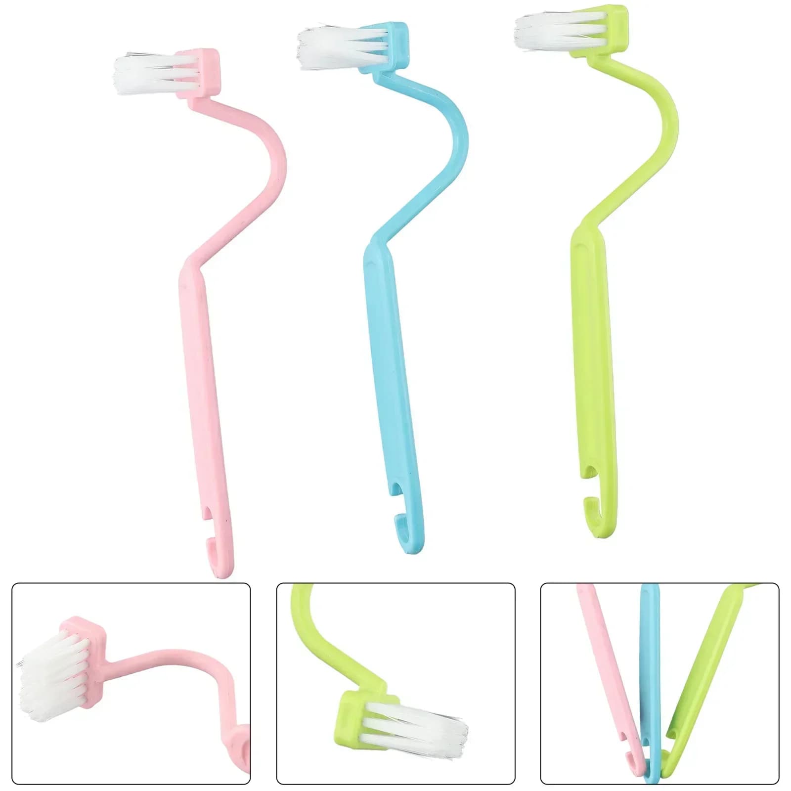 Sostituzione nuovissima scopino per WC verde + rosa + blu multiuso di piccole dimensioni flessibile e comoda plastica morbida