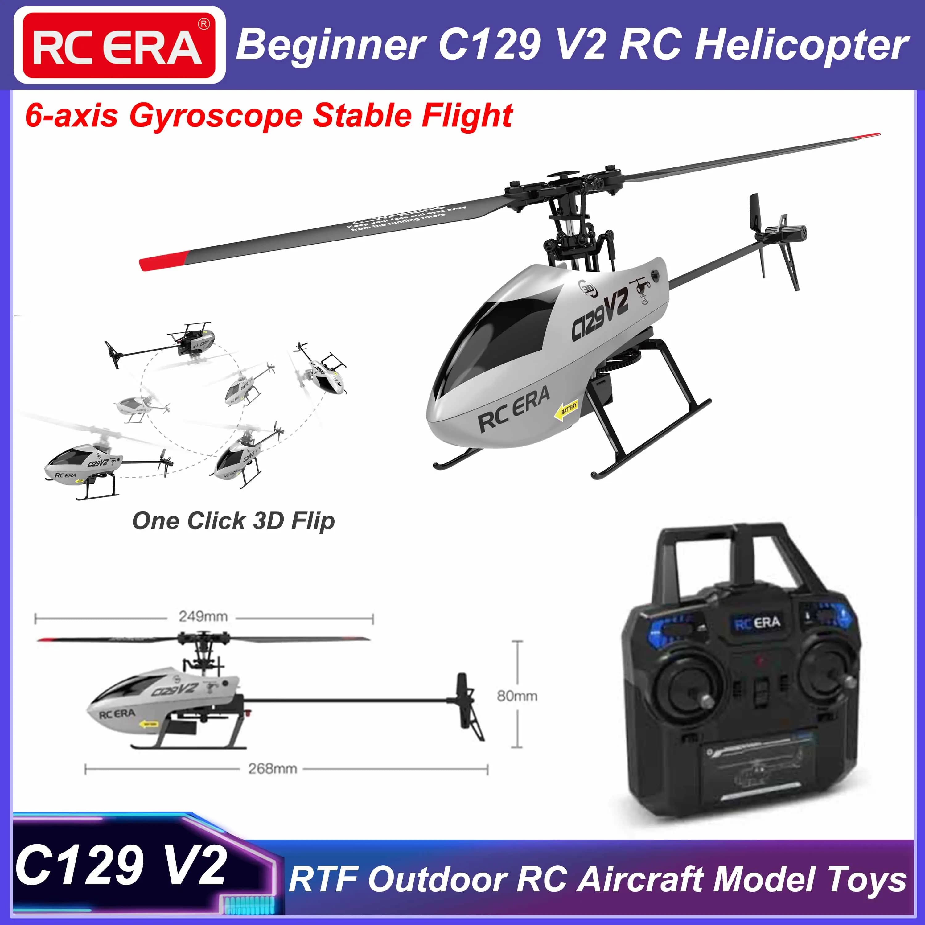 Serie militare C129 V2 RC Elicottero RTF 4CH Giroscopio a 6 assi Volo stabile Aereo telecomandato esterno Giocattoli per principianti