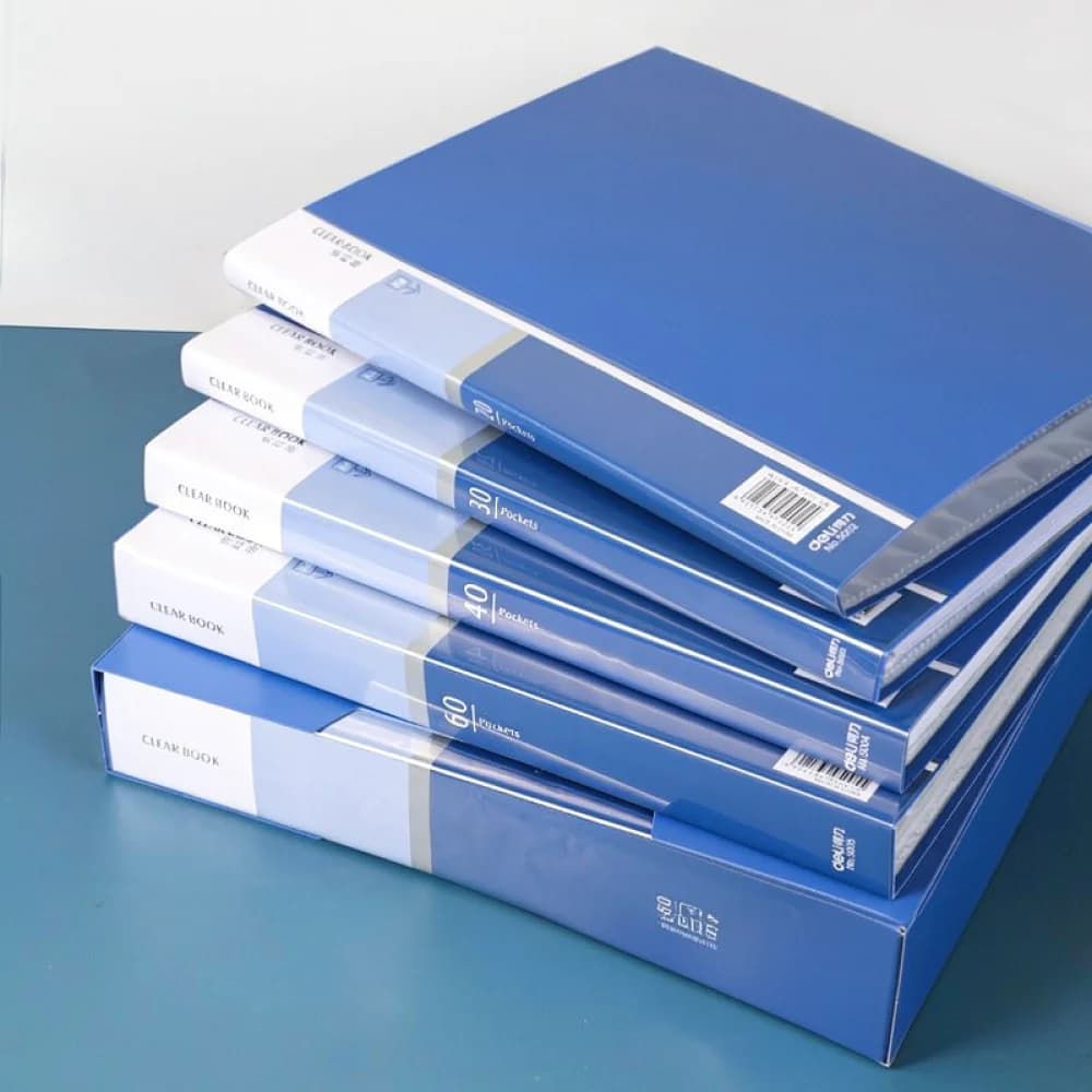 For Deli A4 Portfolio Binder Document Organizer File Storage Display Book Clear Sheet Protector Office School Supplies