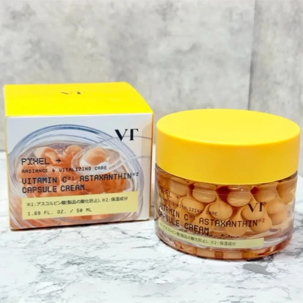 Cream in Capsules with Vitamin C and Astaxanthin VT Cosmetics 50ml, Revitalizing Face Care, Korean Brand, Nutrient and Purifying Hydrating
