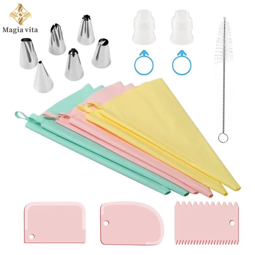 16 pezzi Set crema riutilizzabile Cupcake pasticceria glassa Piping ugelli borsa torta decorazione punta strumenti accessori cucina attrezzatura da forno