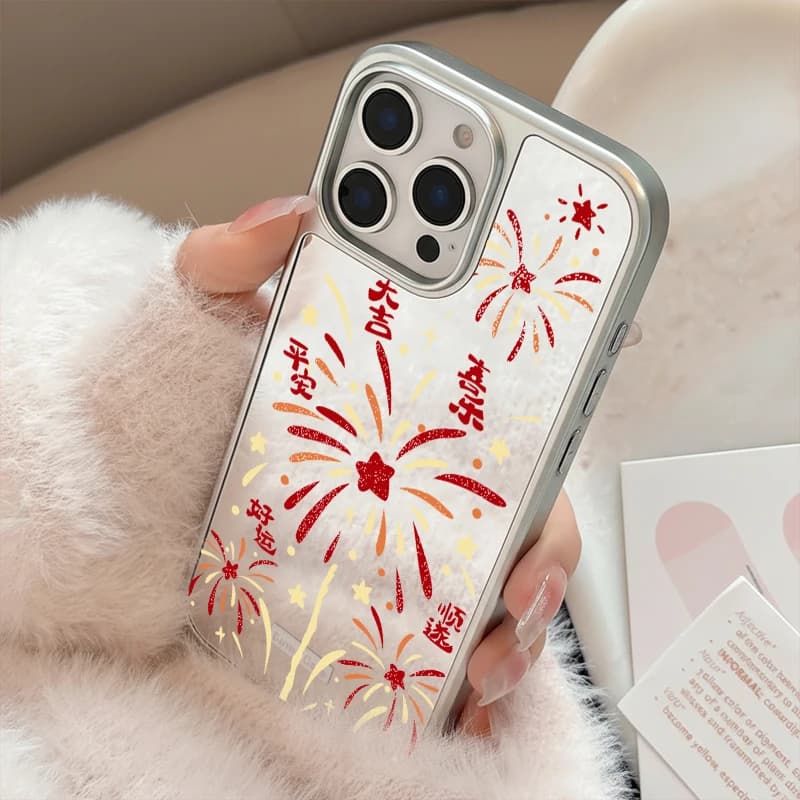 Custodia per telefono Good Luck Fireworks Mirror anti-caduta per iPhone 11/12/13/14/15/16/33 Pro Max AIR PLUS