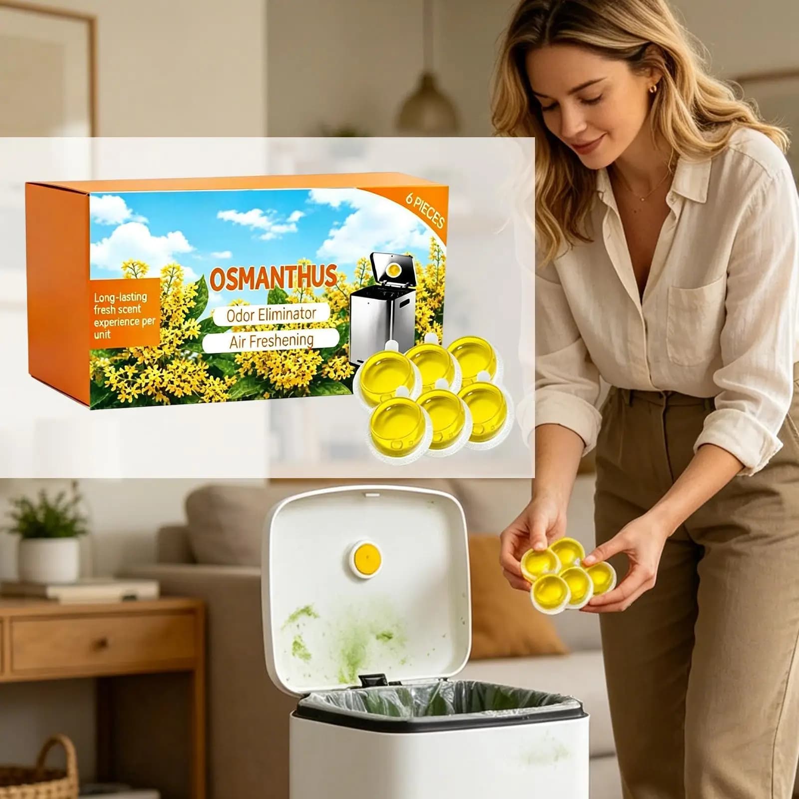 Stick On Trash Can Deodorizer Pods LongLasting Fragrance Powerful Odor Eliminator Self Adhesive Air Freshener