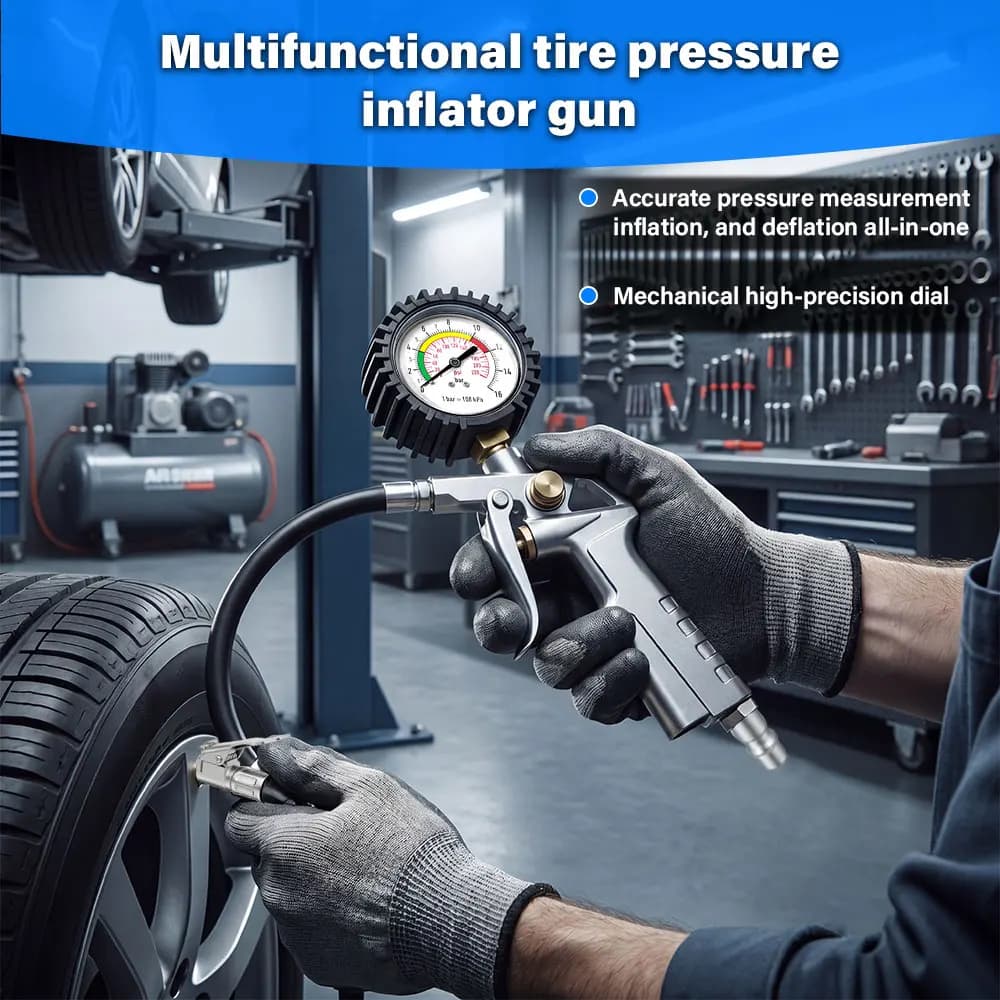 Manometro Multifunzione 220PSI per Pneumatici Auto e Moto, Tester di Pressione, Compressore d'Aria con Indicatore, Strumento Gonfiatore