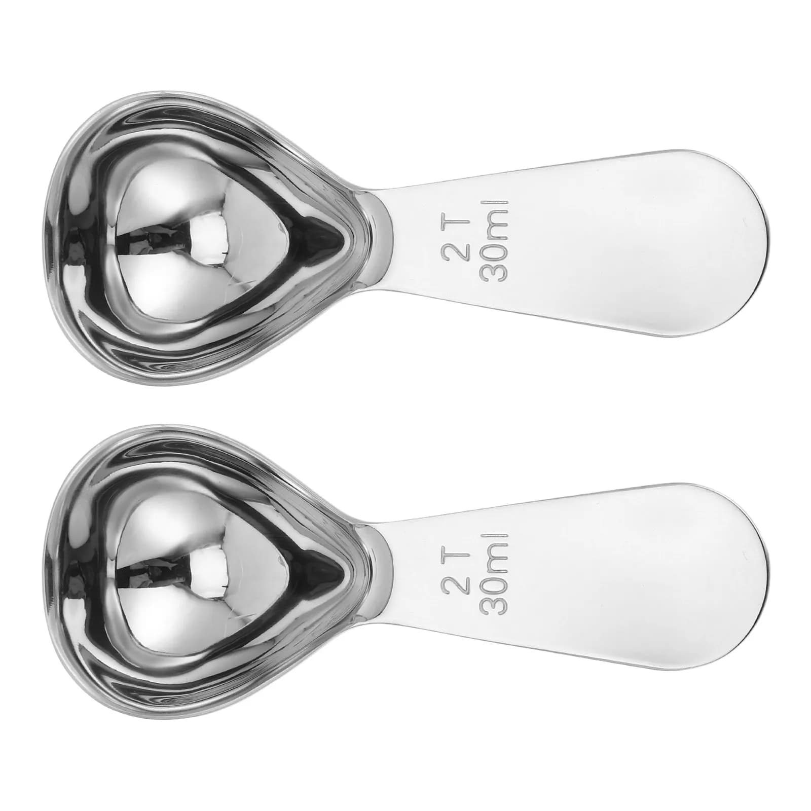2Pcs Stainless Steel Coffee Bean Measuring Scoop Ergonomic Handle Measuring Spoon for Ground Coffee Protein Powder Seasoning