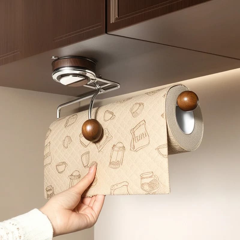 Suction cup kitchen tissue holder, nail free wall mounted cloth hook, multifunctional L-shaped toilet paper hanging rod
