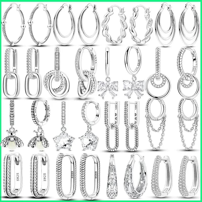 Orecchini in argento sterling 925 con zirconi cubici doppi per donna, orecchini a forma di cuore, stella e luna, eleganti regali di gioielli per compleanno