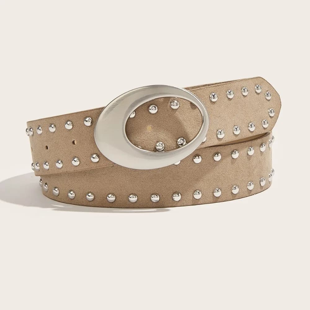 Cintura Trendy in Pelle PU Scamosciata con Borchie e Fibbia, Stampa Leopardata, Nera, Stile Spicy Girl Y2K, Accessorio per Jeans