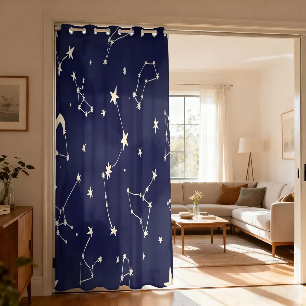 1pc Retro Rose Floral Single Loop Curtain, Decorative Door Curtain For Living Room Bedroom, Fashionable Home Hanging Curtain