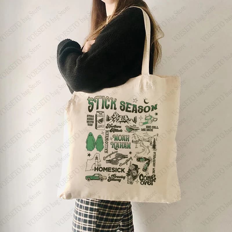 Stick Season Album Pattern Tour Merch Tote Bag Borsa regalo per amante della musica Borsa in tela da donna Borse a tracolla riutilizzabili