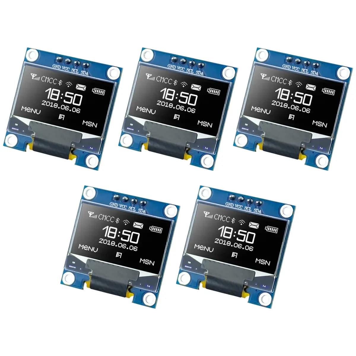 0.96 Inch OLED I2C IIC Display Module 128x64 Pixel SSD1306 Mini Self-Luminous Screen Board Compatible with Arduino