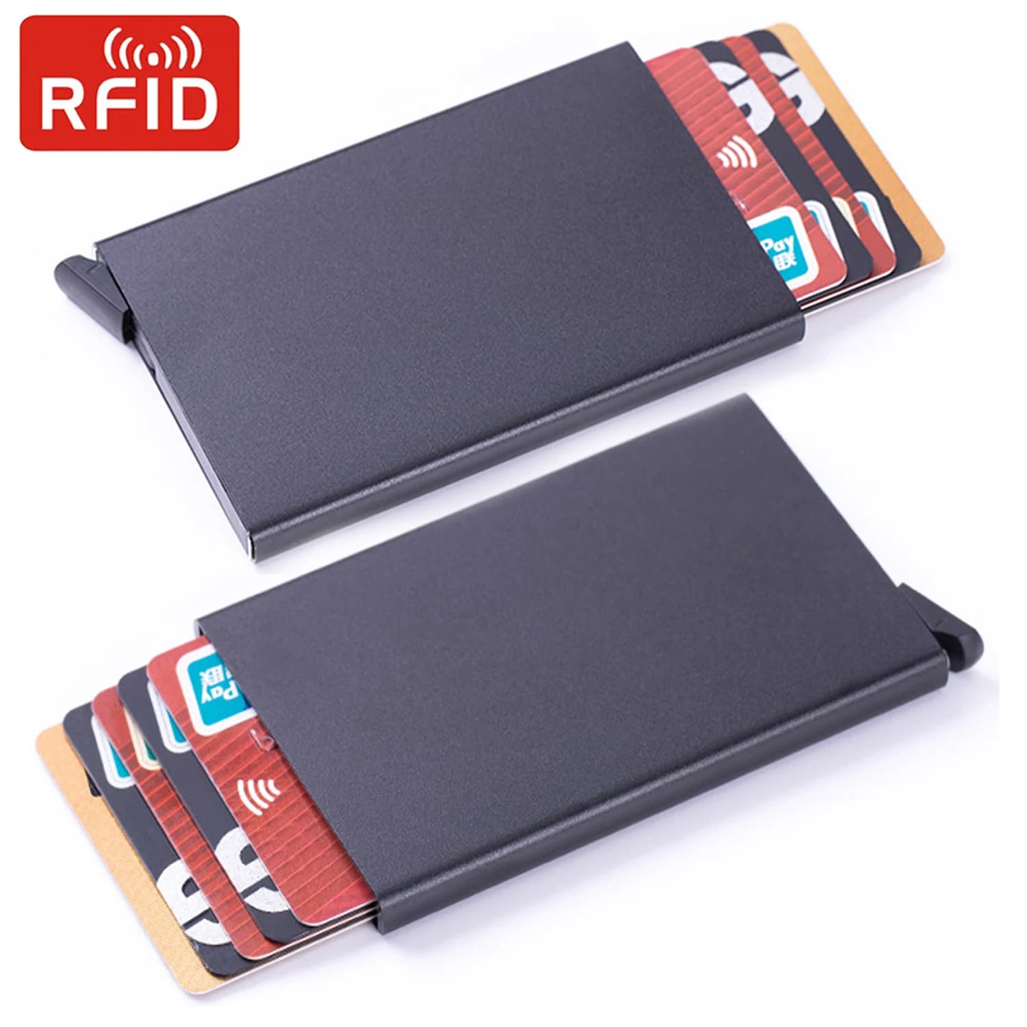 Portafogli minimalisti mini sottili in metallo Porta carte di credito Rfid Porta carte di credito in alluminio da donna per uomo d'affari Carteira Masculina