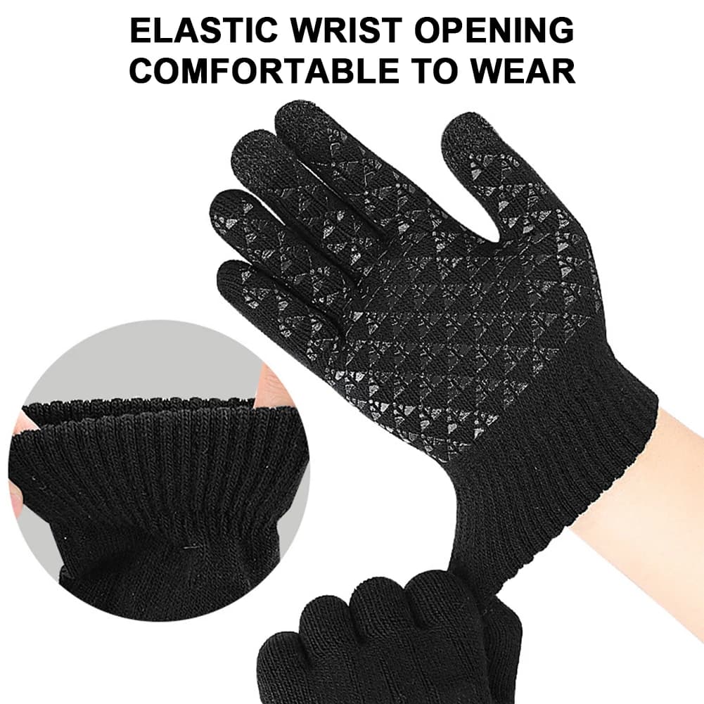 USB Heated Knitted Gloves Full Finger Gloves Non-Slip Thermal Knitting Mitts Winter Cycling Gloves for Outdoor Sports