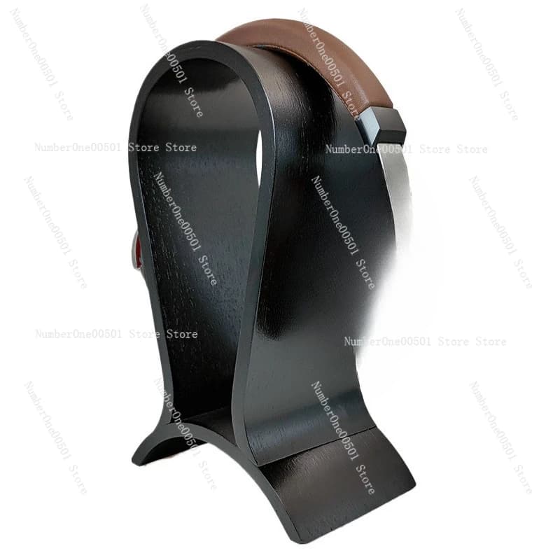 Supporto in Legno per Cuffie da Scrivania, Espositore per Cuffie Over-Ear con Base e Vano Portaoggetti