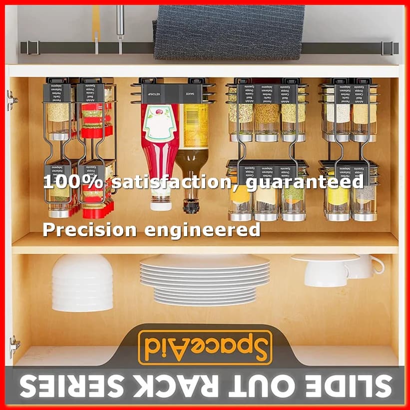 Organizzatore per Spezie a 2 Livelli, Porta Spezie Estraibile per Armadio da Cucina, Scaffale Organizzatore per Cassetti per Piccoli Spazi-A22U