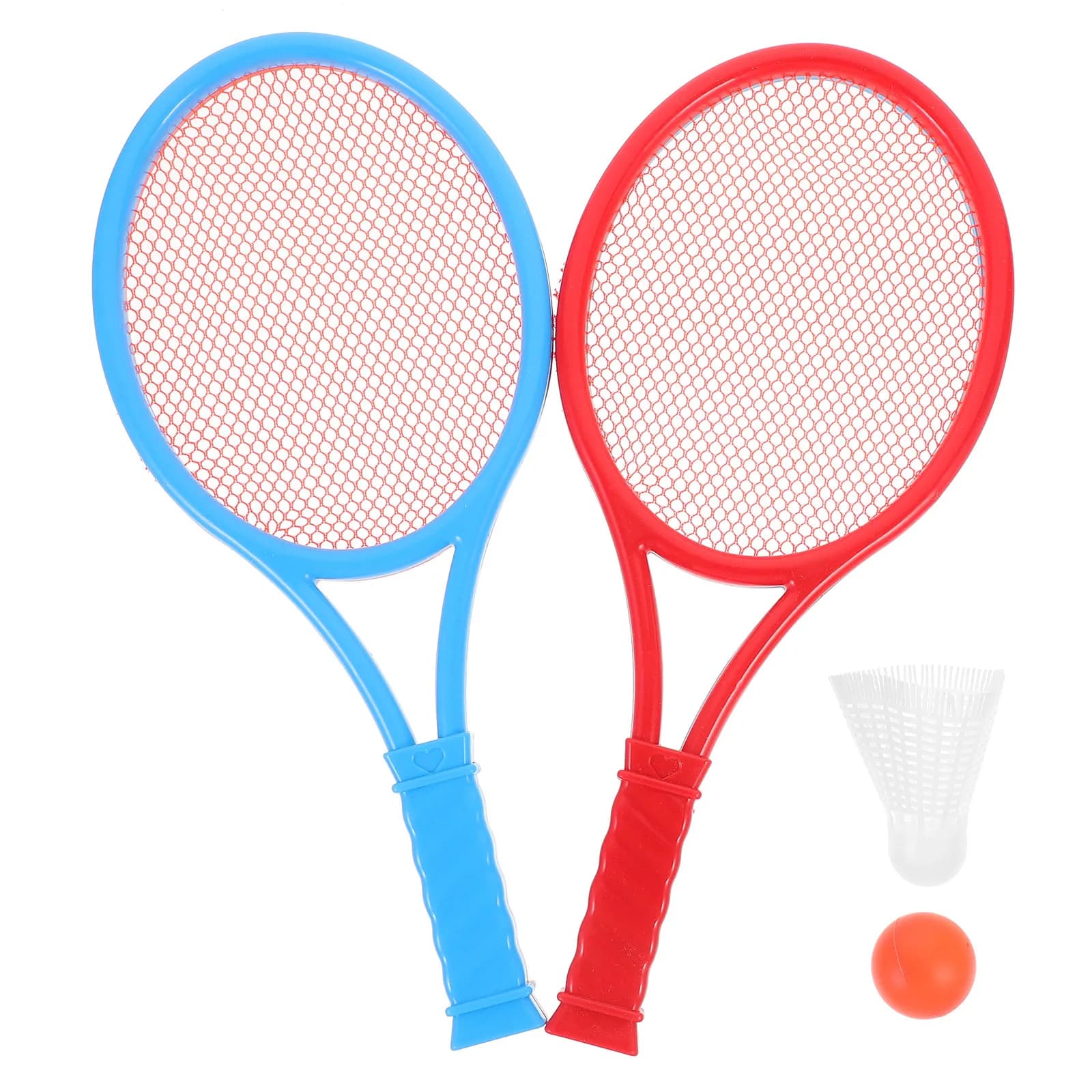1Set Toddler Tennis Racket Set Plastic Easy Grip Small Size for Parent Child Game Badminton Tennis Play Outdoor Exercise Fun