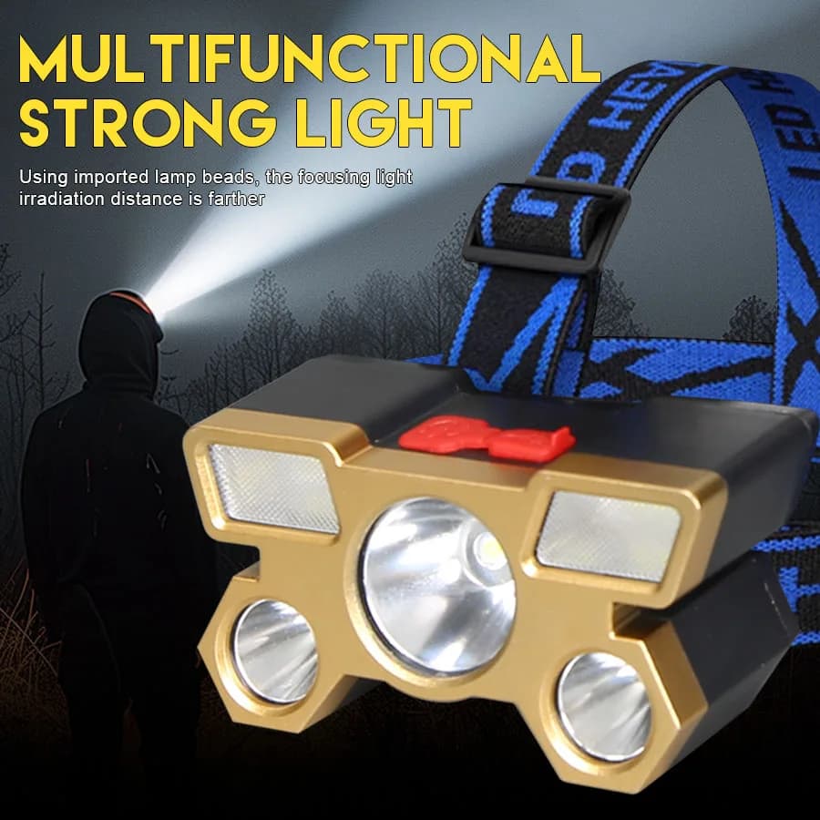 5 LED Rechargeable LED Front Lamp Waterproof 4 Mode Front Light Adjustable Angle for Outdoor Camping Fishing Work Cycling