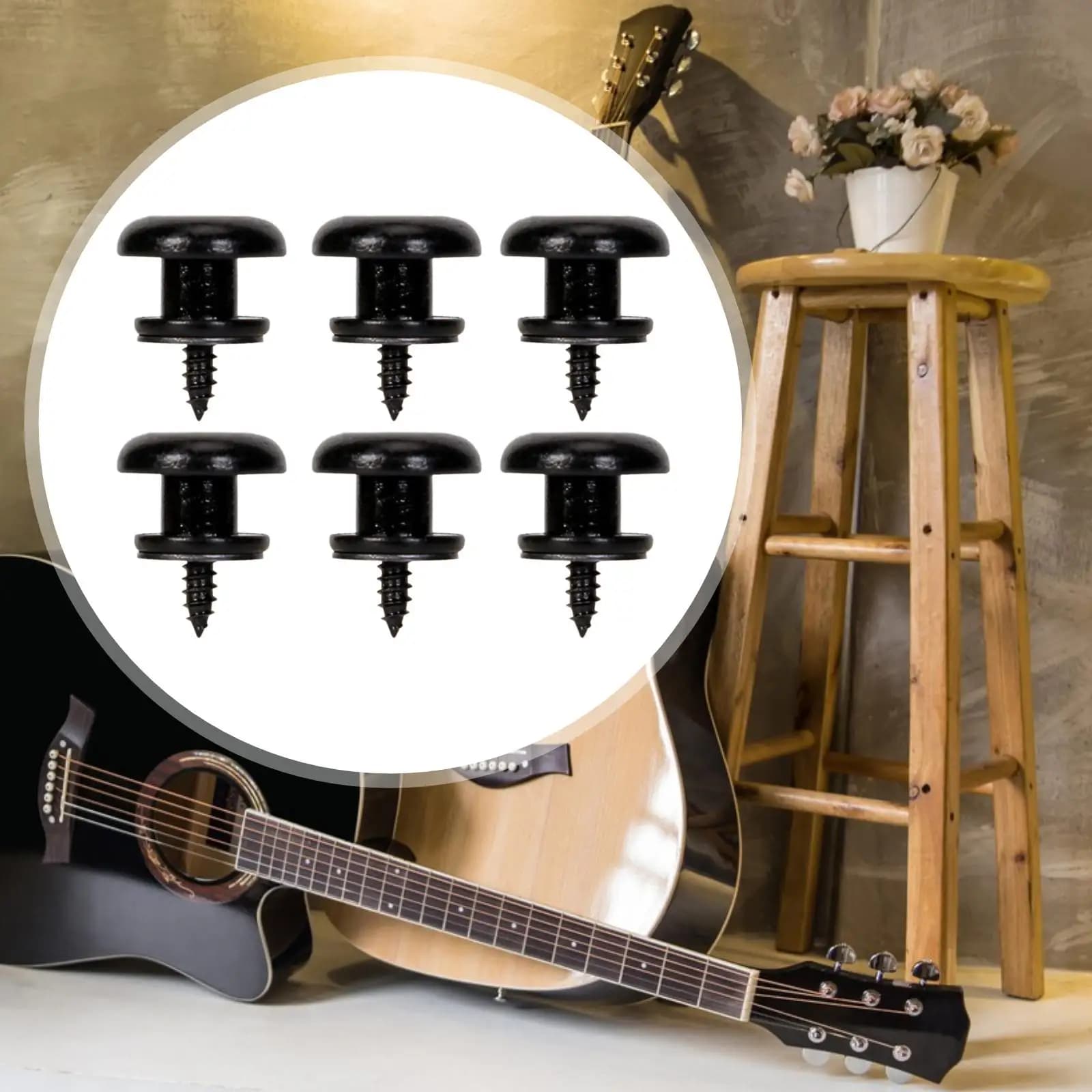 Secure Guitar Strap Button Lock Pins Metal Electroplated Mounting Parts for Acoustic Guitar Ukulele Bass
