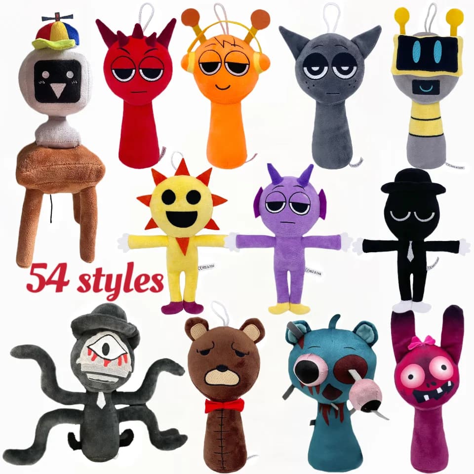 54 stili Sprunki giocattoli di peluche Sprunki bambola di peluche Sprunki gioco cuscino regali di compleanno per bambini bambole di pezza regalo di Natale