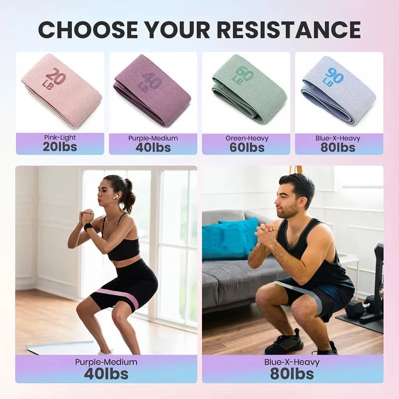 20-90LB Fascia elastica in tessuto Fascia di resistenza per il fitness Yoga Pilates Fascia per allungamento dell'articolazione dell'anca Allenamento in palestra Attrezzature per il fitness a casa