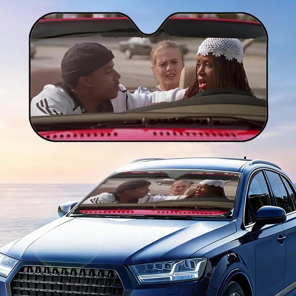 Parasole pieghevole per auto Movie C-Clueless, protezione UV, isolamento termico riflettente, copertura riutilizzabile